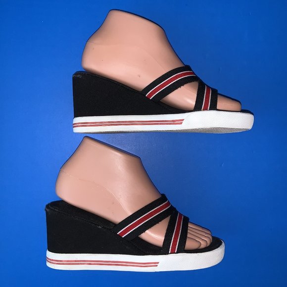 MICHAEL KORS Black Wedge Slip-On Sandals Size 6 - Picture 2 of 6